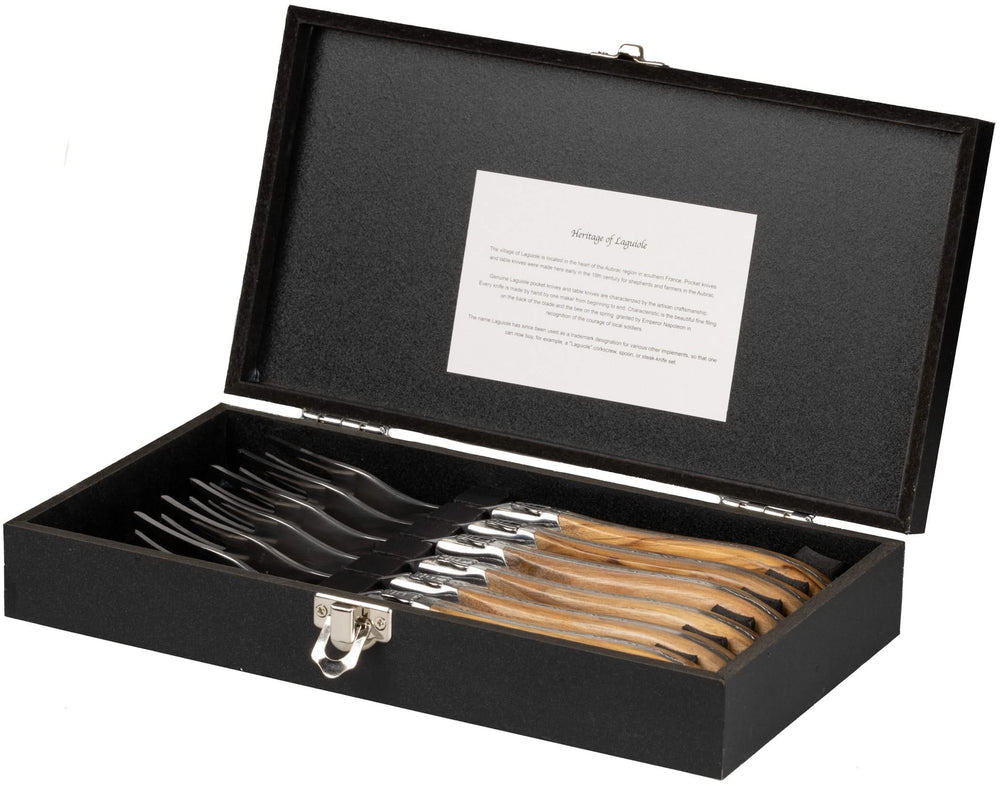 Jay Hill Couverts à Steak Laguiole - Bois d'Olivier - Coffret 12 pièces