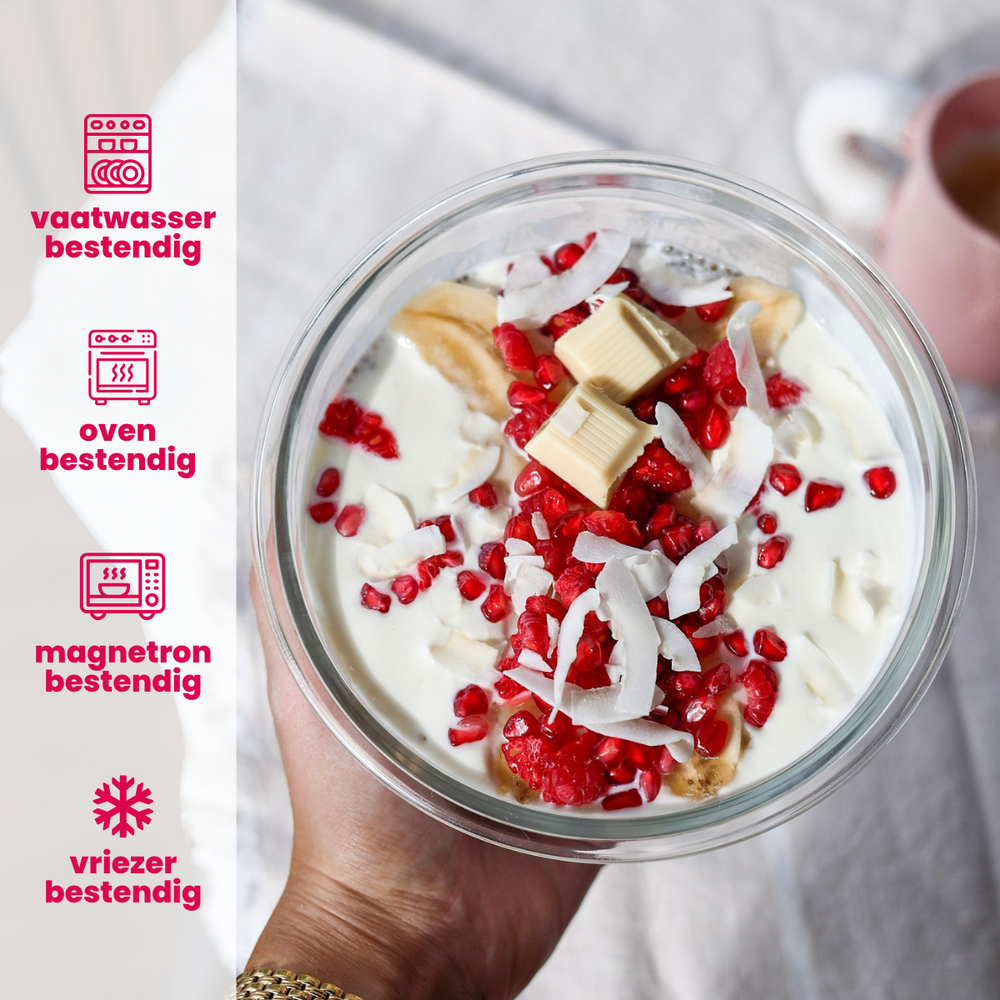 Sareva Glazen Vershoudbakjes - To Go - met Deksels - Ovenschalen - Cook & Fresh - 3 delig