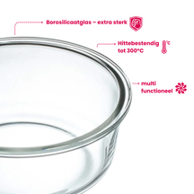 Sareva Glazen Vershoudbakjes - To Go - met Deksels - Ovenschalen - Cook & Fresh - 3 delig