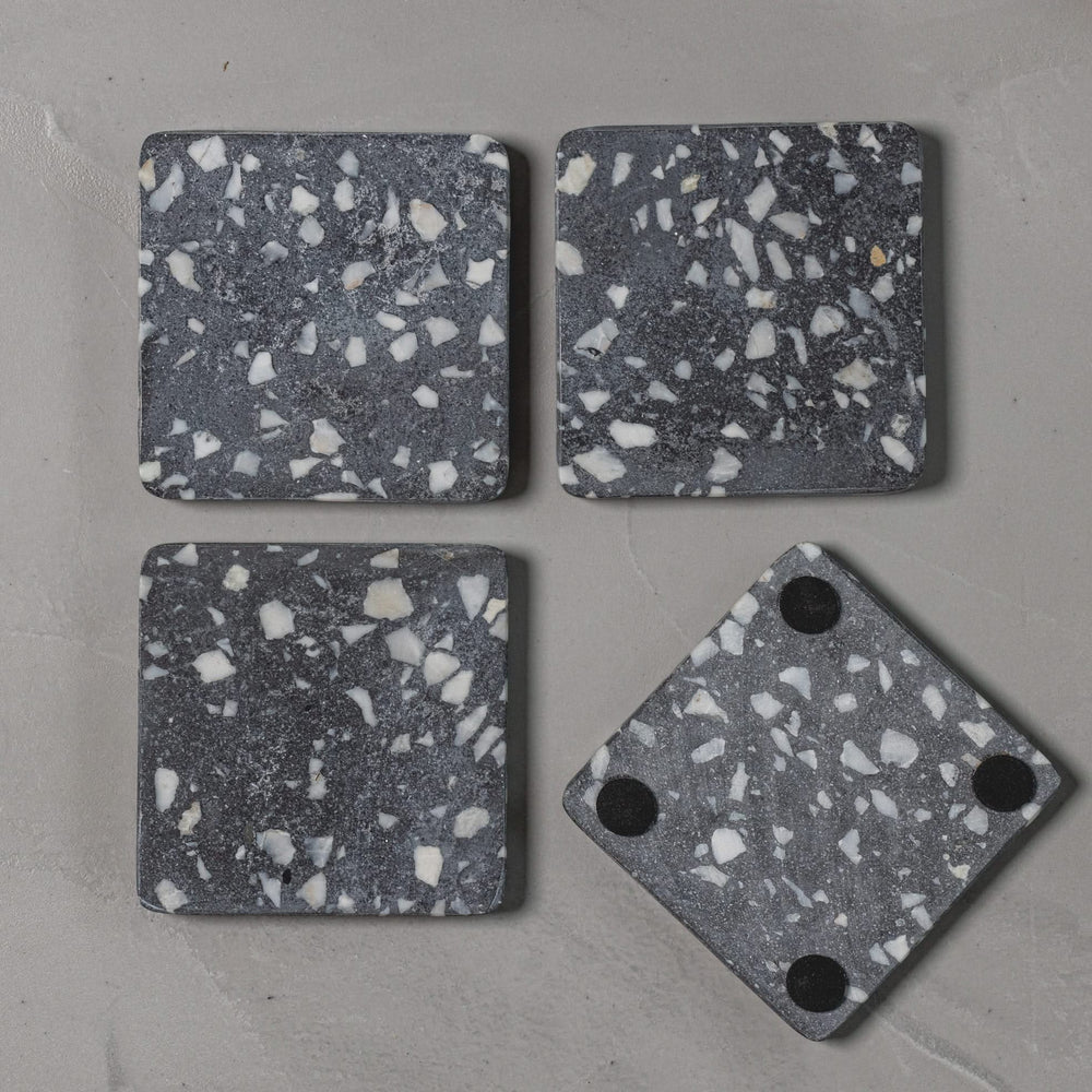 Jay Hill Dessous de Verre Terrazzo - Gris - 10 x 10 cm - 4 Pièces