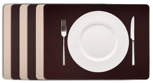 Cookinglife Placemats - Dubbelzijdig - Vegan leer - Bruin / Zand 46 x 33 cm - 6 Stuks