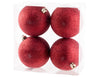 Cosy @Home Kerstballen Rood glitter ø 10 cm - 4 Stuks