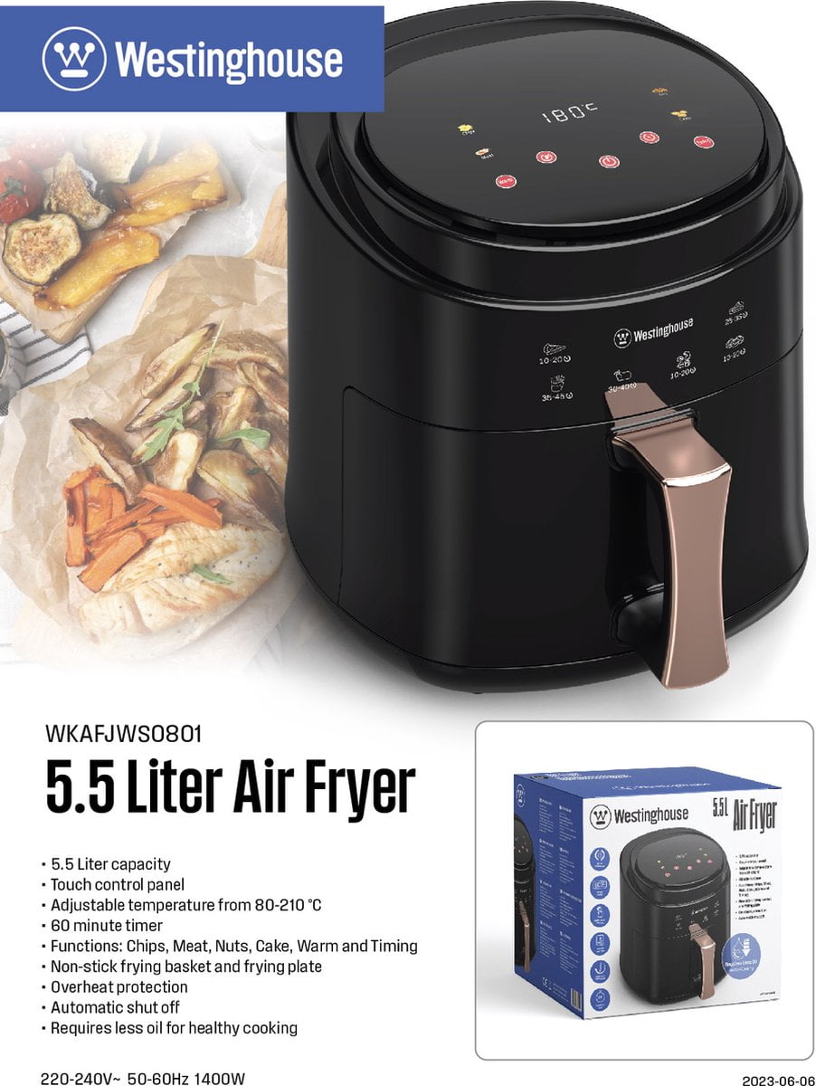 Westinghouse Airfryer / Friteuse à air chaud - 1400 W - Noir - 5,5 litres