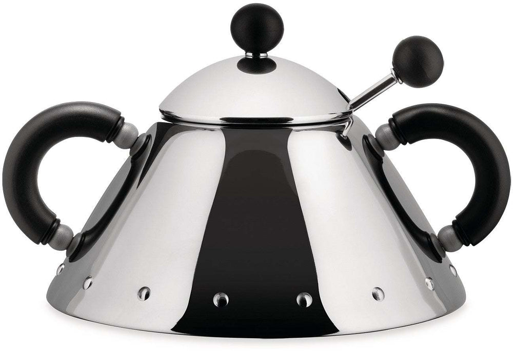 Sucrier Alessi - avec cuillère - 9097 B - Noir - 200 ml - par Michael Graves