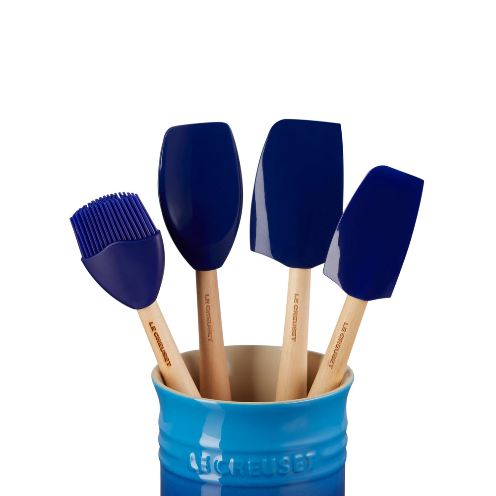 Set de spatules Le Creuset - avec pot à spatule - Premium - Azur - 5 pièces