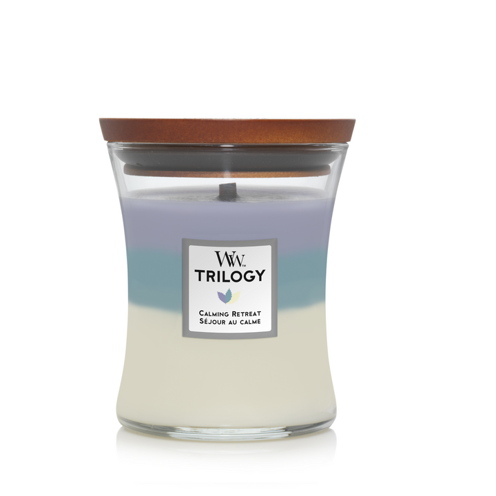 WoodWick Geurkaars Medium Trilogy Calming Retreat - 11 cm / ø 10 cm