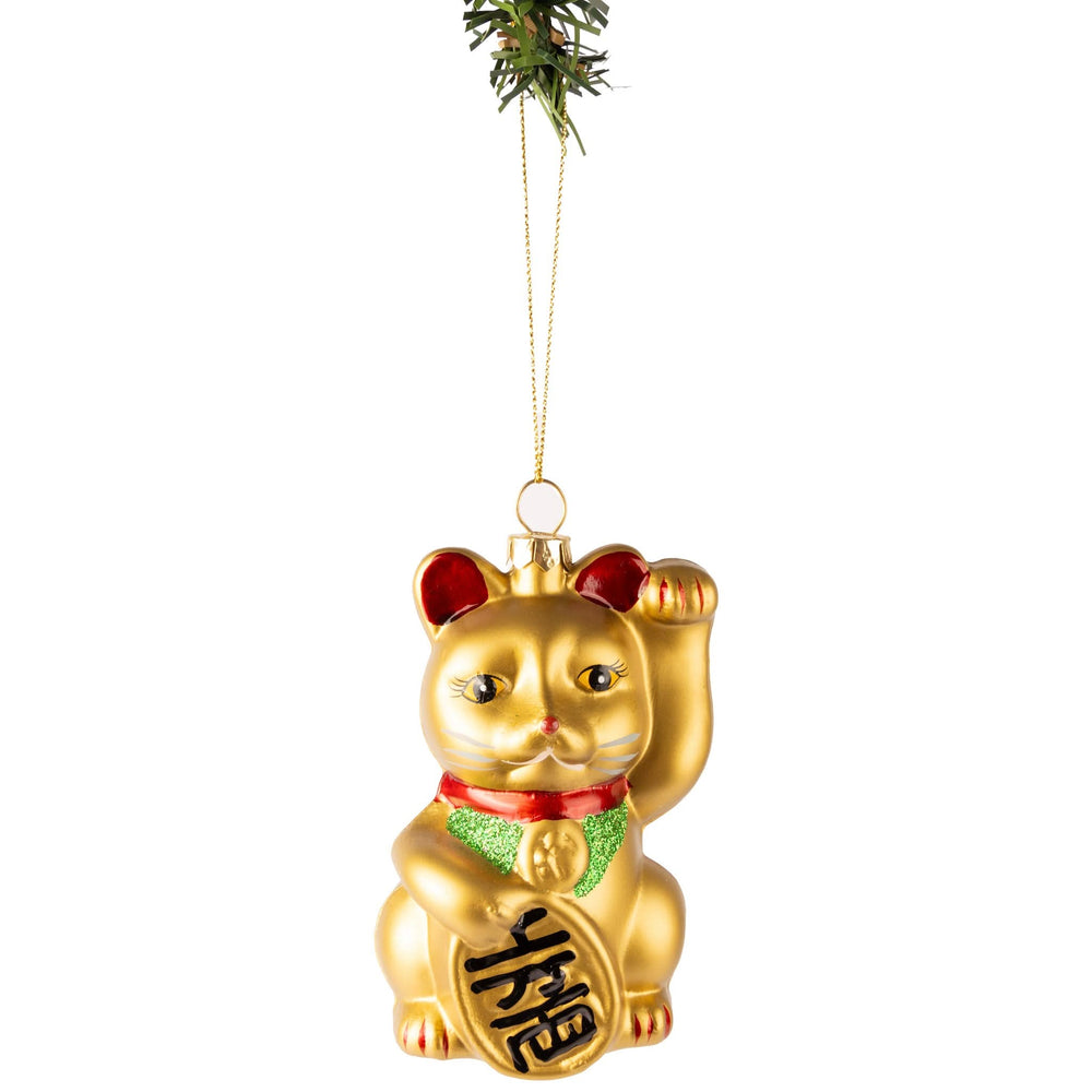 Boule de Noël lumineuse nordique Maneki Neko 10 cm