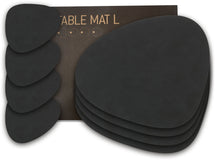 LIND DNA Sets de Table et Sous-Verres Nupo - Cuir - Noir - 8 Pièces