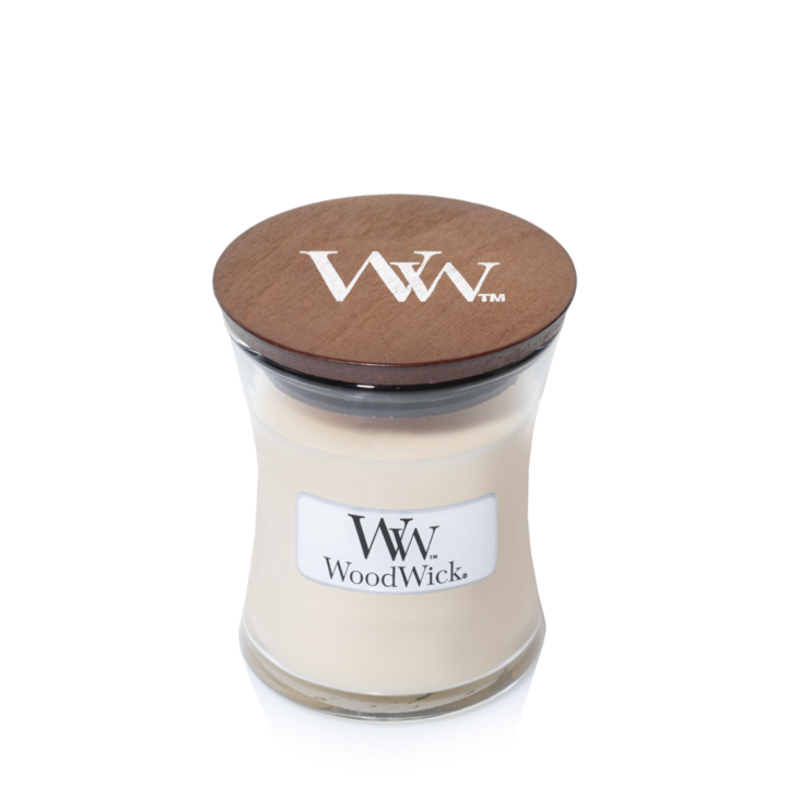 WoodWick Geurkaars Mini Vanilla Bean - 8 cm / ø 7 cm