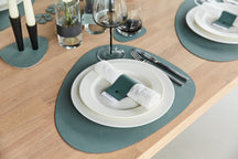 LIND DNA Placemats Hippo - Leer - Pastel Green - Curved - 44 x 37 cm - 2 Stuks
