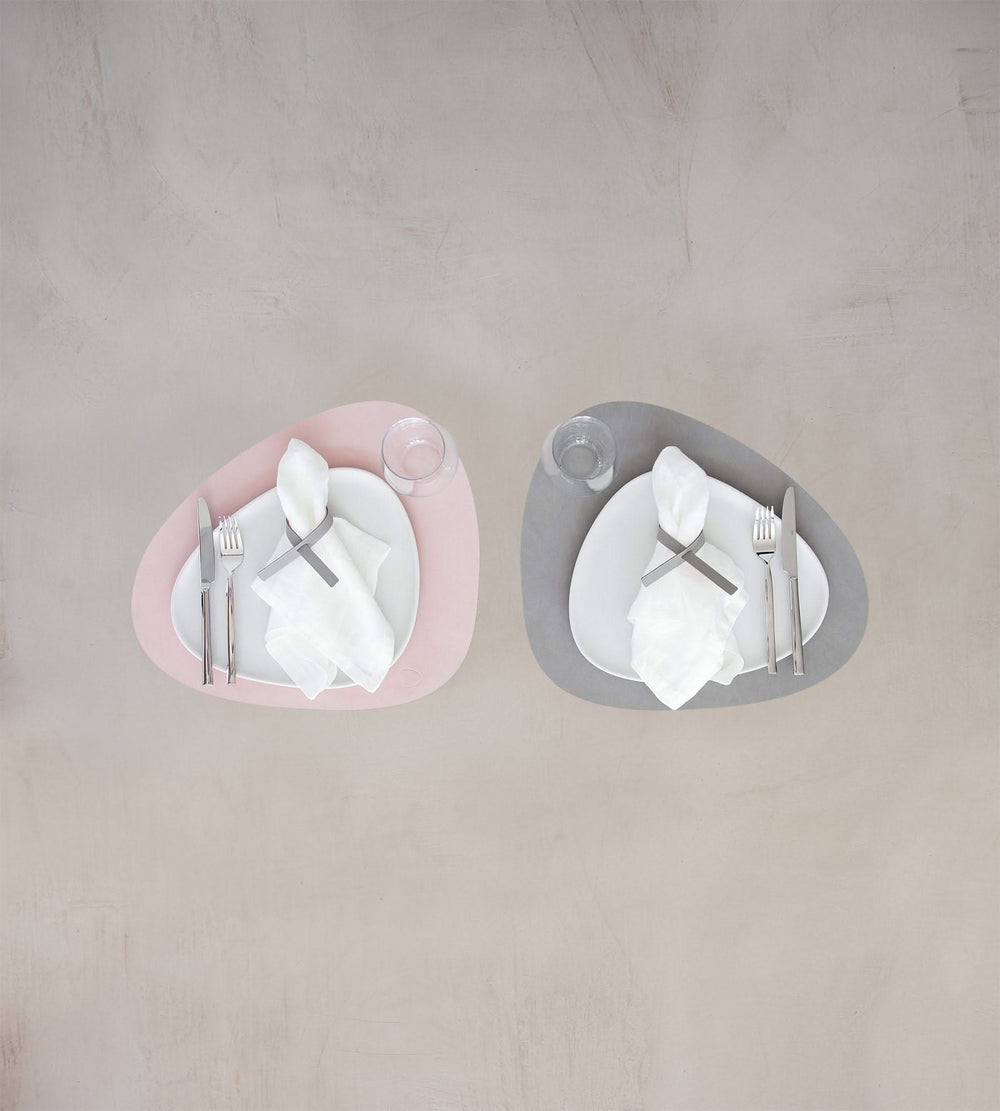 LIND DNA Placemat Nupo - Leer - Rose / Light Grey - dubbelzijdig - 44 x 37 cm