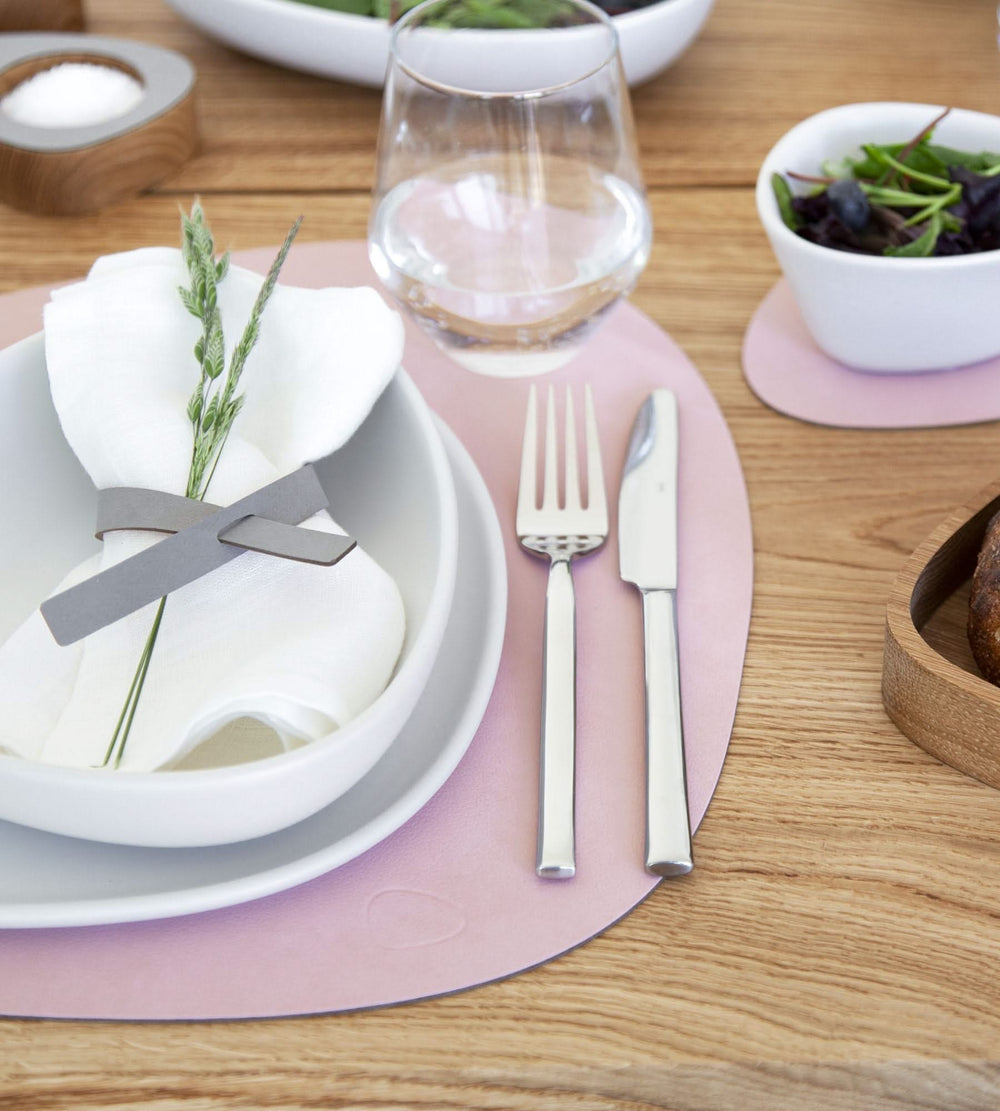 LIND DNA Placemat Nupo - Leer - Rose / Light Grey - dubbelzijdig - 44 x 37 cm