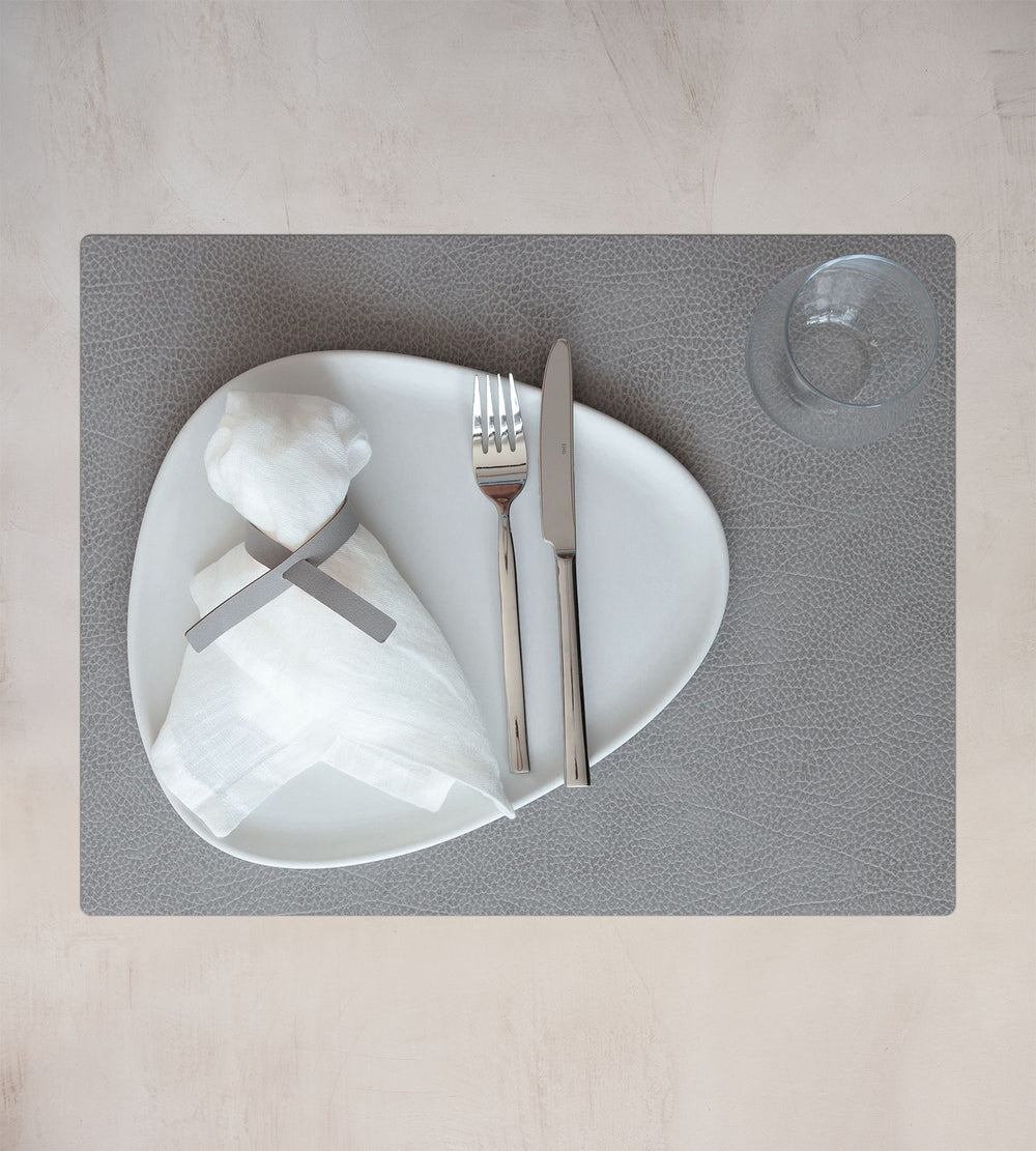 LIND DNA Set de Table Hippo - Cuir - Gris Anthracite - 45 x 35 cm