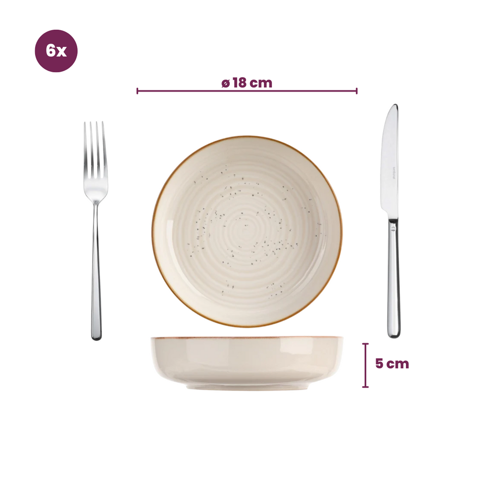 Cosy & Trendy Diepe Borden Baltic Vanilla ø 18 cm - 6 stuks