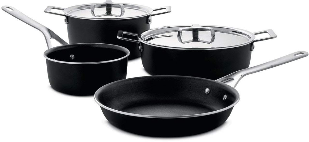 Alessi Pannenset Pots&Pans - AJM100S6 A - Zwart - 4 delige set - door Jasper Morrison