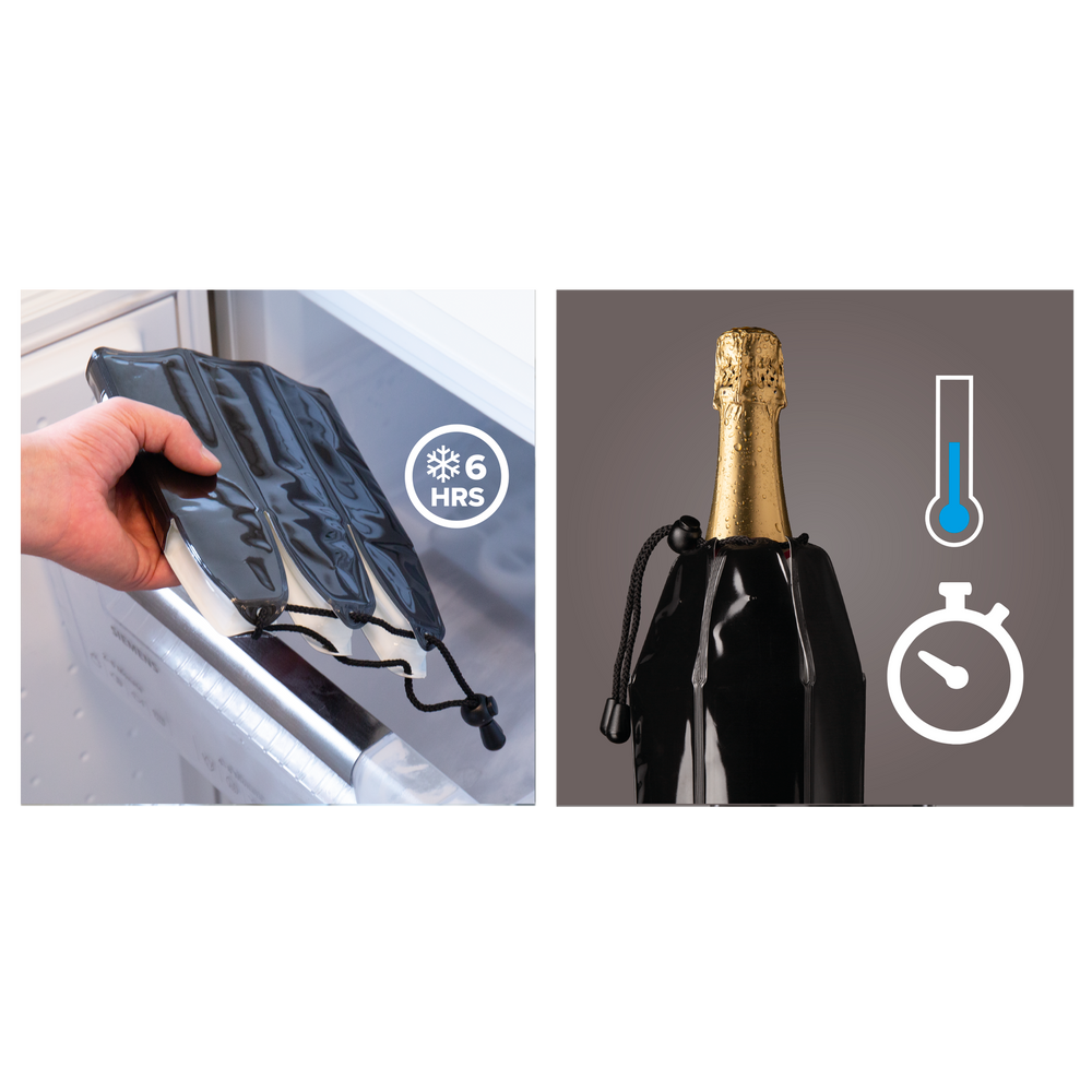 Refroidisseur de vin et de champagne Vacu Vin Active Coolers - Manchon - Platinum - 2 pièces