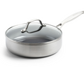 Casserole avec couvercle GreenPan - Genève - Inox - ø 24 cm / 2,6 litres - revêtement antiadhésif céramique