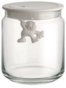 Alessi Pot de Rangement Gianni A Little Man Holding On Tight - AMDR04 W - Blanc - 700 ml - par Mattia Di Rosa