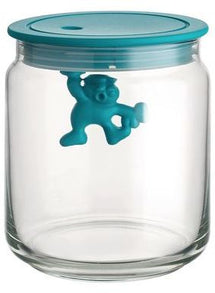 Alessi Pot de Rangement Gianni A Little Man Holding On Tight AMDR04 AZ - Bleu - 700 ml - par Mattia Di Rosa