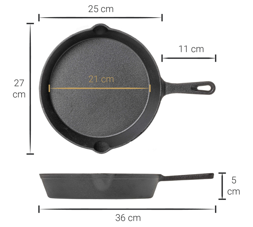 Blackwell Koekenpannenset - Gietijzer - ø 16, 20 en 25 cm - zonder anti-aanbaklaag