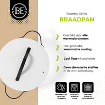 BE Living Braadpan met Deksel - Ø 24 cm - Keramische anti-aanbaklaag - Geschikt voor alle warmtebronnen - Wit