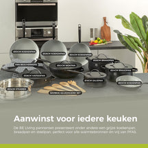 BE Living Braadpan met Deksel - Ø 28 cm - Keramische anti-aanbaklaag - Geschikt voor alle warmtebronnen - Zwart