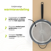 BE Living Hapjespan met Deksel - Ø 28cm - Keramische anti-aanbaklaag - PFAS vrij - Geschikt voor alle warmtebronnen - Grijs