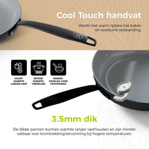 BE Living Steelpan met Deksel - Ø 18cm - Keramische anti-aanbaklaag - PFAS vrij - Geschikt voor alle warmtebronnen - Zwart