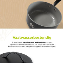 BE Living Steelpan met Deksel - Ø 18cm - Keramische anti-aanbaklaag - PFAS vrij - Geschikt voor alle warmtebronnen - Zwart