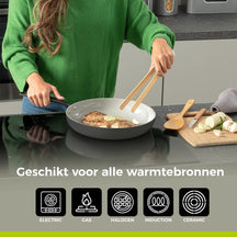 BE Living Koekenpan ø 20 cm - keramische anti-aanbaklaag - PFAS-vrij - geschikt voor alle warmtebronnen - grijs