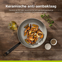 BE Living Koekenpan ø 20 cm - keramische anti-aanbaklaag - PFAS-vrij - geschikt voor alle warmtebronnen - grijs