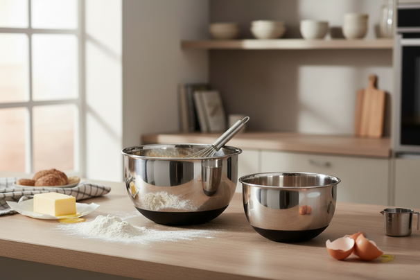 Cookinglife Beslagkommen / Mengkommen - Anti-slip - RVS - 2 stuks