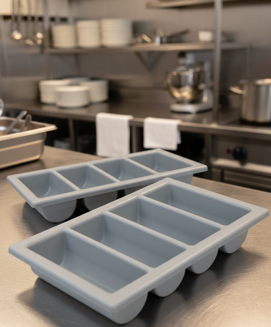 Hendi Bestekbak - 4-Vaks GN 1/1 - Grijs