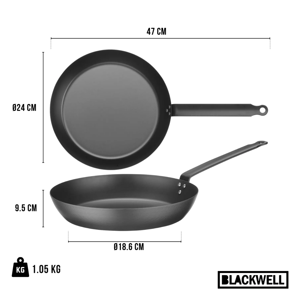 Blackwell Koekenpan Carbon Staal ø 24 cm - zonder anti-aanbaklaag