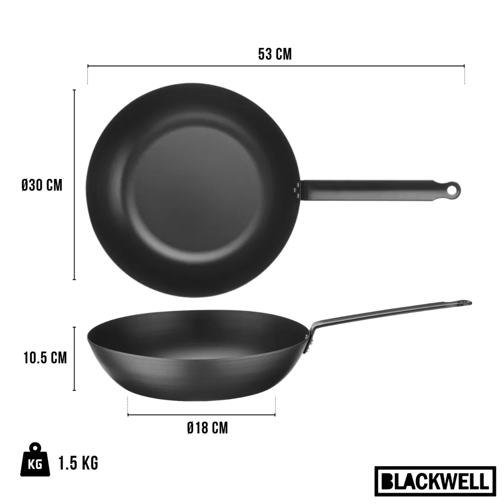 Blackwell Wok Carbon Staal ø 30 cm - zonder anti-aanbaklaag