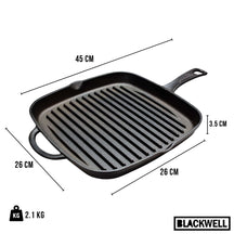 Blackwell Grillpan Cast Iron Gietijzer - 26 x 26 cm - zonder anti-aanbaklaag