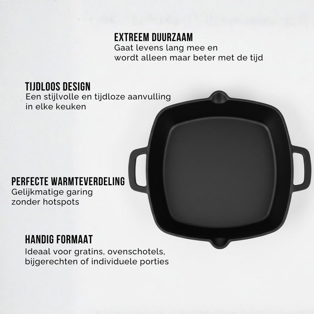 Blackwell Ovenschaal Cast Iron Gietijzer - 25 x 25 cm / 2 Liter - zonder anti-aanbaklaag