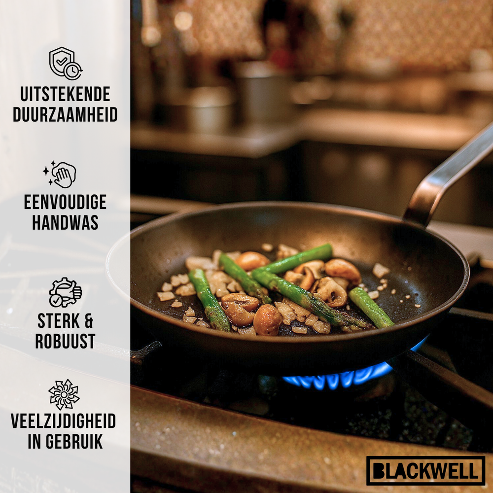 Blackwell Koekenpan Plaatstaal - Lyonnaiserpan - ø 28 cm - zonder anti-aanbaklaag