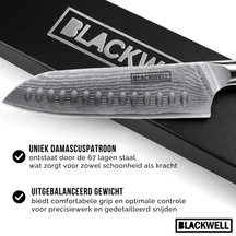 Blackwell Santokumes Japanse stijl - 67 lagen damaststaal - VG10 - 19 cm