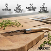 Blackwell Steakmessen Laguiole - Raw Black Lemmet - Olijfhout - 6 Stuks