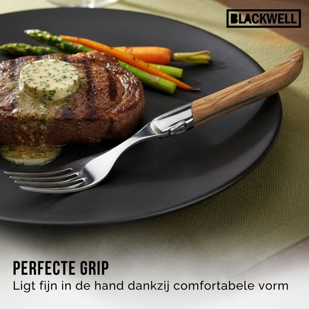 Blackwell Steakvorken Laguiole - Olijfhout - 6 Stuks