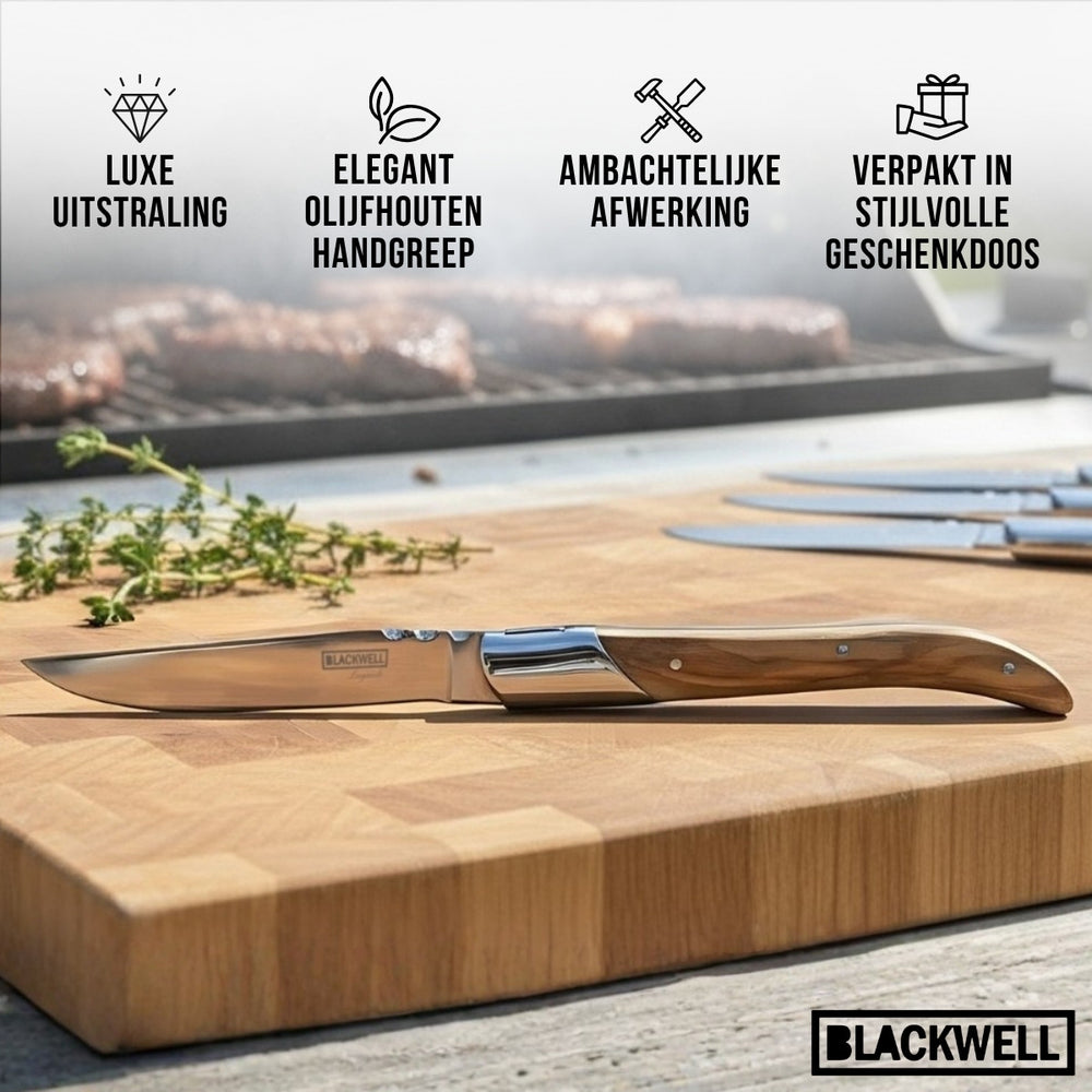 Blackwell Steakmessen Laguiole - Olijfhout - 6 Stuks