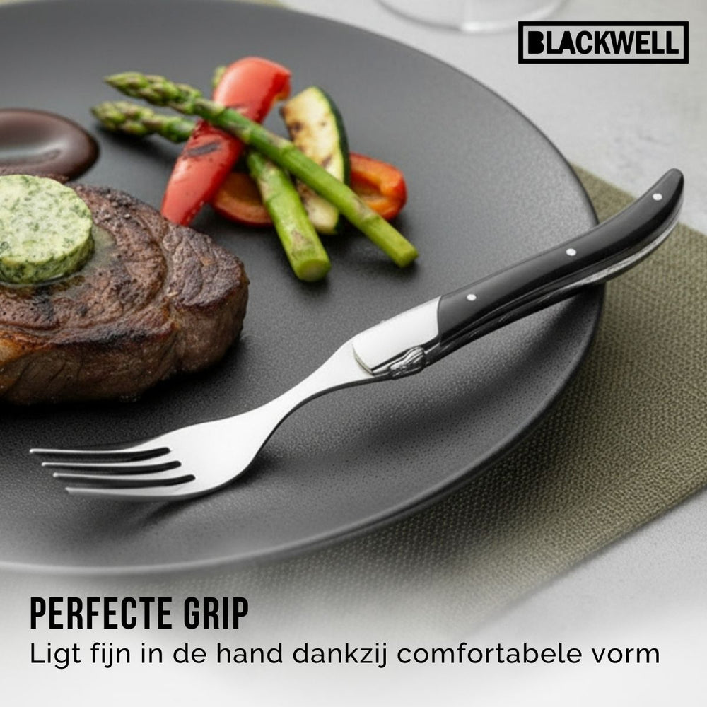 Blackwell Steakbestek Laguiole - Steakmessen & Steakvorken - Pakkahout - 12 Stuks