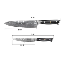 Blackwell Messenset (Koksmes + Officemes) - Japanse stijl - 67 lagen damaststaal - VG10 - 2-delig