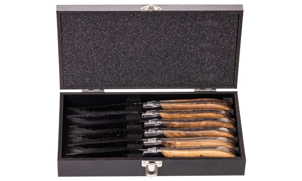 Blackwell Steakmessen Laguiole - Raw Black Lemmet - Olijfhout - 6 Stuks