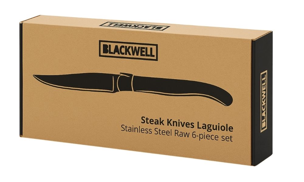 Blackwell Steakmessen Laguiole - Raw Black Lemmet - RVS - 6 Stuks