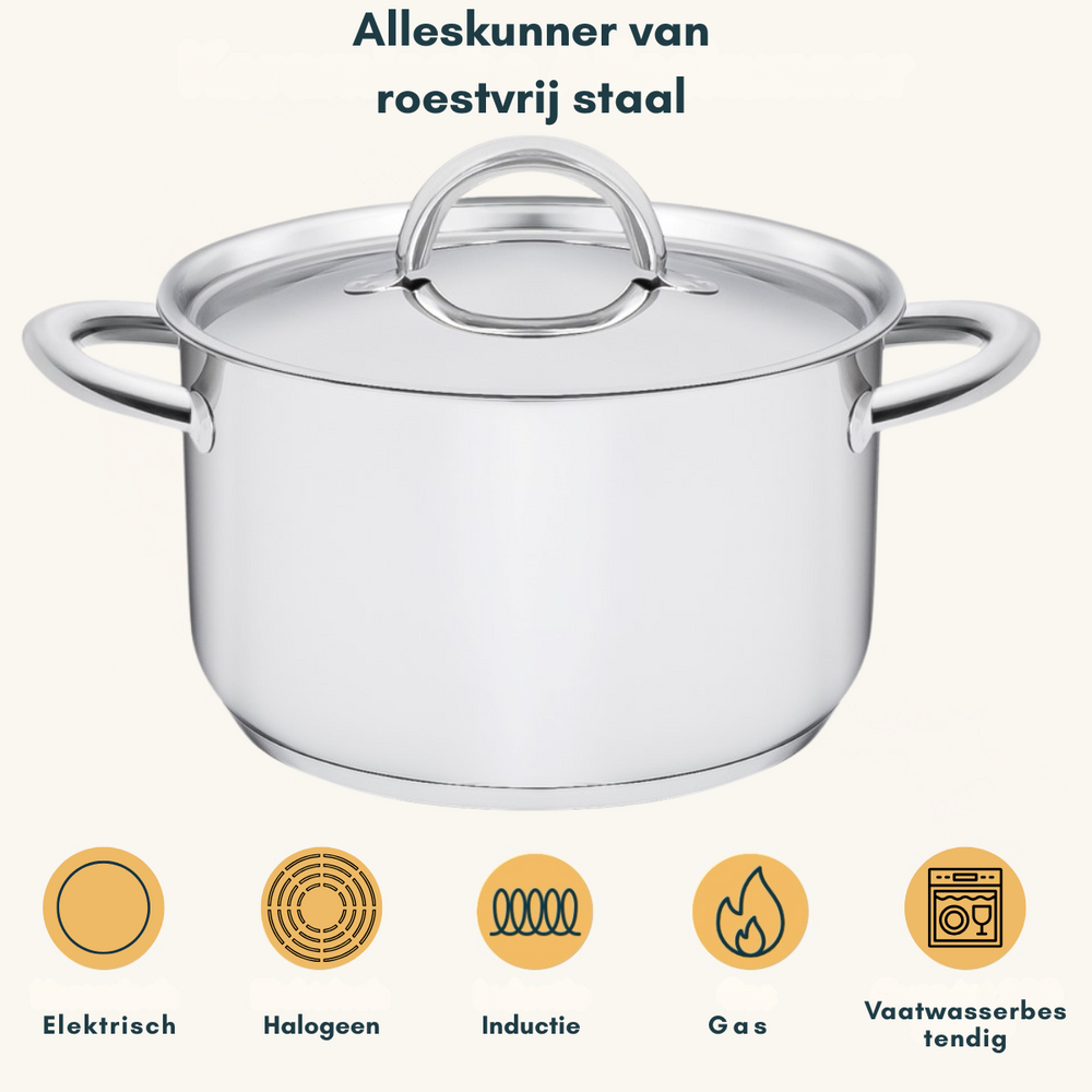 Sola Pannenset Blizz - RVS - Kookpan ø 16, 18, 20 cm & Steelpan ø 16 cm - Inductie geschikt - 4 Delig
