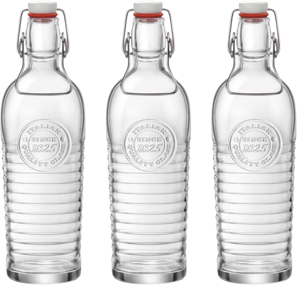 Bouteilles Bormioli Rocco Swing-top / Bouteilles Weck Officina 1825 - Transparent - 1,2 litres - 3 pièces