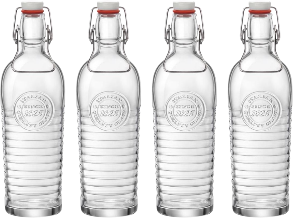 Bouteilles Bormioli Rocco Swing-top / Bouteilles Weck Officina 1825 - Transparent - 1,2 litres - 4 pièces