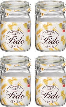 Bormioli Rocco Weckjars Fido - 11 x 11 cm / 1 litre - carré - 4 pièces